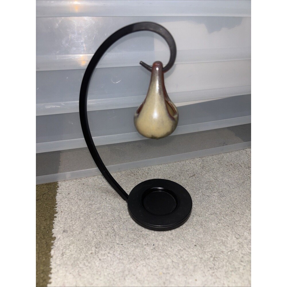 The Body Shop Ceramic Iron Wax Melt Burner Free Standing Hook Black Brown Modern